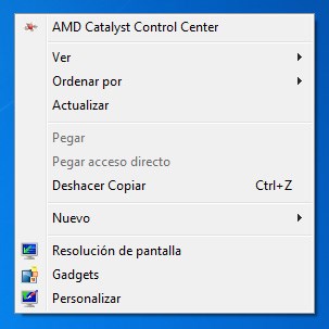 Eliminar AMD Catalyst Control Center del menú contextual del Escritorio